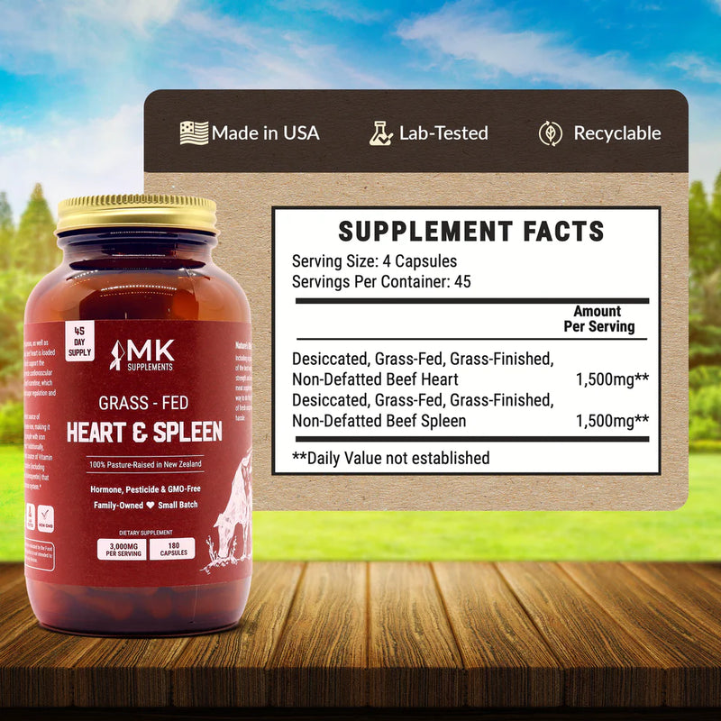 MK Supplements Grass-Fed Beef Heart & Spleen