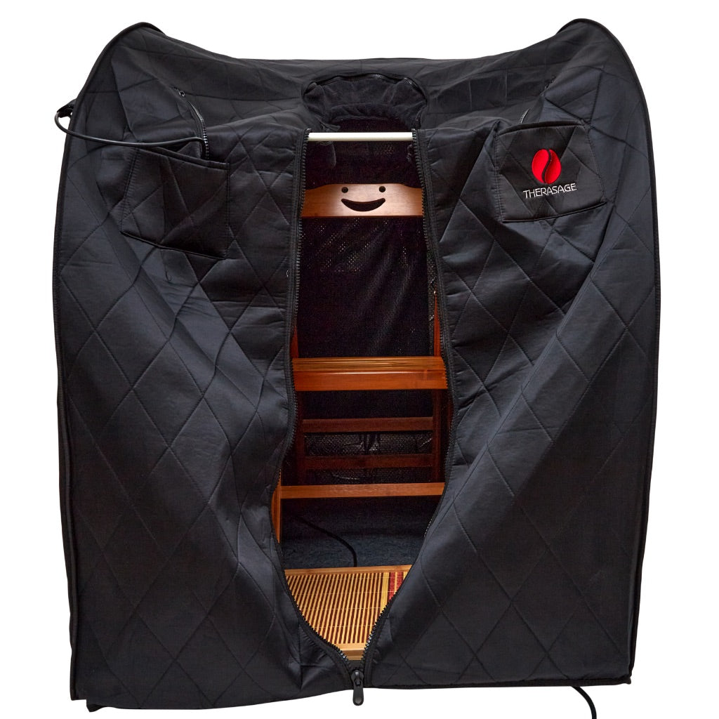 Therasage Thera360 PLUS portable infrared sauna set up and open