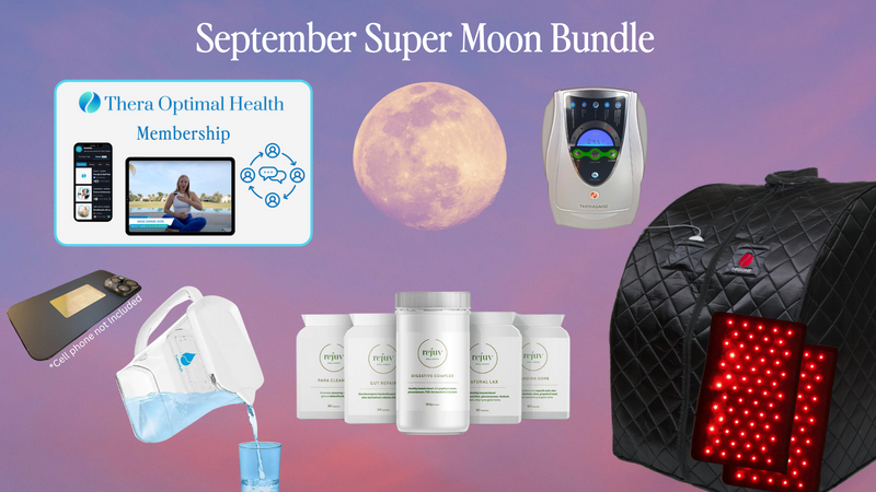 September Super Moon Bundle - Thera360 Plus Sauna (Black), Rejuv Gut Healing Pack, TheraH2O Pitcher, TheraO3 Bubbler, TheraProtect Cell Phone Protection 2pk