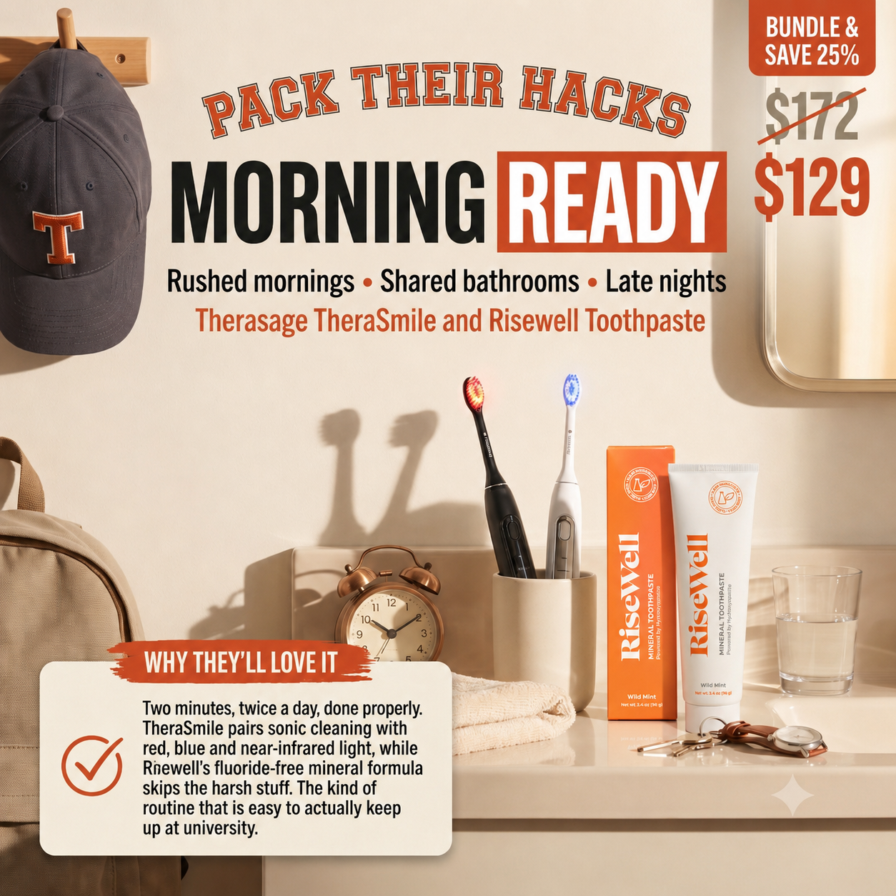 Morning Ready bundle: Therasage TheraSmile and Revitin toothpaste.