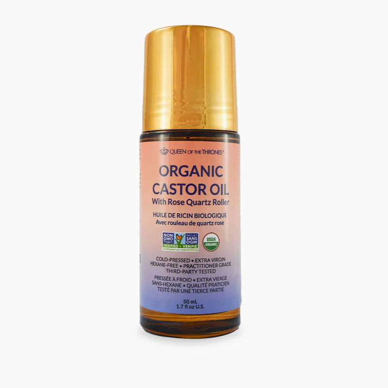 Organic Golden Castor Oil Roll-On with Rose Quartz 1.7oz